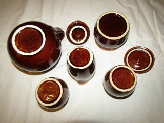 Vintage Brown Drip Glazed Hull Pottery Set Teapot Creamer Sugar S&P 3