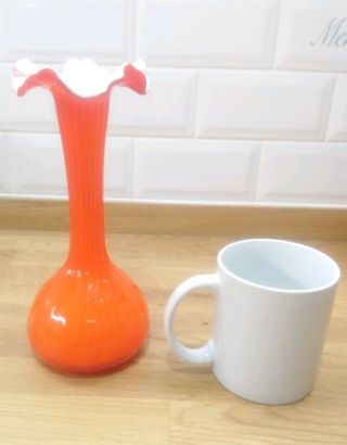 Vintage Empoli Retro Orange Cased Art Glass Vase 1960 
