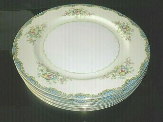 (6) ANTIQUE MEITO CHINA DINNER PLATES HAND PAINTED,  PATTERN V2032A MADE IN JAPAN 2