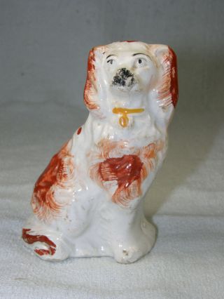 Antique English Staffordshire Hand Painted Spaniel Dog