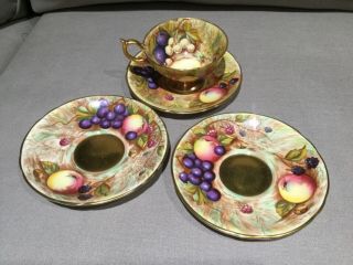 Aynsley Orchard Fruit Gold / 1 Tea Cup And 3 Saucers