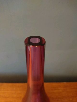 Vtg Retro Murano Summerso Cased Glass Teardrop Vase Cranberry Red Bud Italian 5