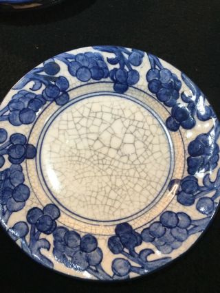 Vintage Dedham Pottery Grape Pattern Plate Crackle Finish Circa 1896 - 1943 6”