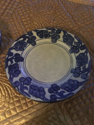 Vintage Dedham Pottery Grape Pattern Plate Crackle Finish Circa 1896 - 1943 6” 3