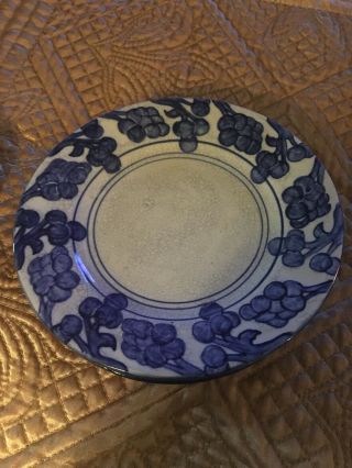 Vintage Dedham Pottery Grape Pattern Plate Crackle Finish Circa 1896 - 1943 6” 4