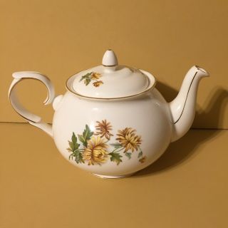 Vintage Duchess Fine Bone China Floral November Birthday Month Teapot Golden Tri