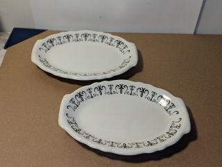 Vtg Homer Laughlin Best China Restaurant Ware Oval Scroll Plates/ Set Of 2