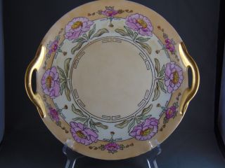 Jaeger & Co.  (jc) Bavaria Arts & Crafts Floral Design Handled Plate (o - 0060)