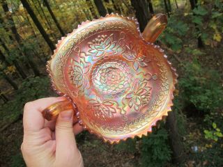 Fenton Pond Lily Antique Carnival Glass Iridescent Card Tray Art Marigold Bowl