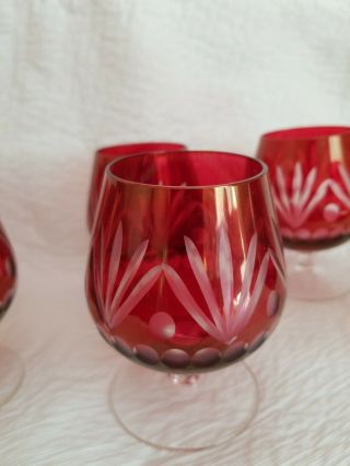 Ruby etched cordial glasses set of 6 3 1/2 inches tall 2