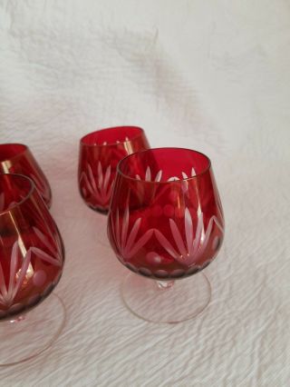 Ruby etched cordial glasses set of 6 3 1/2 inches tall 5