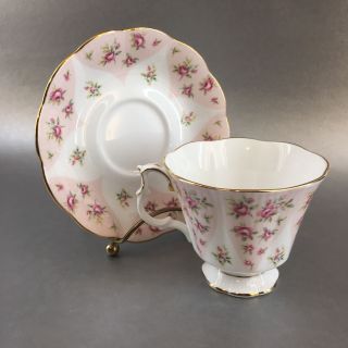 Royal Albert Debutante Romance Pink Bone China Tea Cup Saucer England 4