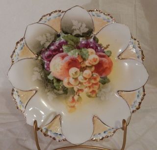 Rs Prussia Fruit Adorned Decorator Plate With Gold Trim