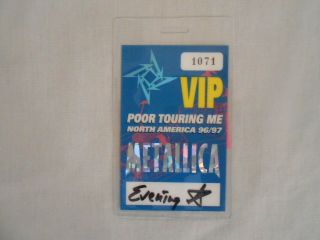 Metallica Poor Touring Me 96 - 97 Tour Vip Access Card