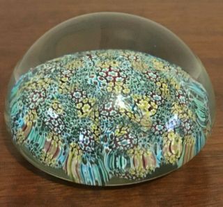 Vintage Millefiori Art Glass Paperweight Made In Murano Italy