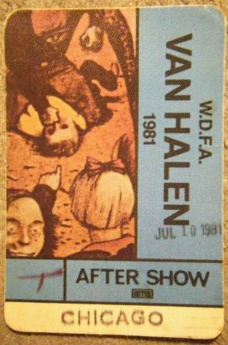 Van Halen Backstage Pass 7/ 10/ 1981 Chicago,  Il 1 On Backing