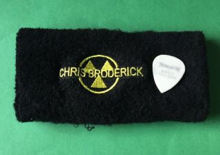 Megadeth Chris Broderick Wristband Sweatband & Guitar Pick On Stage