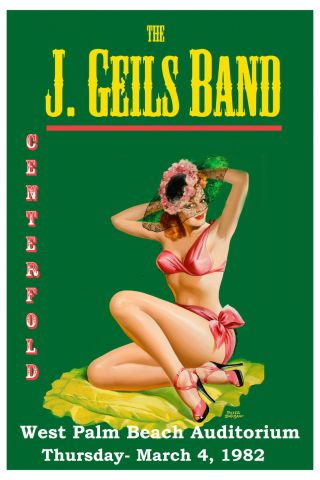The J.  Geils Band At West Palm Beach Centerfold Concert Poster 1982 12x18