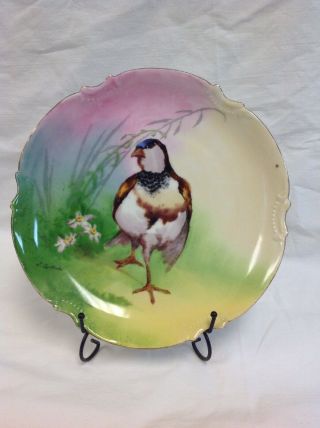 Vintage Limoges Bird Plate France Coronet (george Borgfeldt) Signed L.  Courdert
