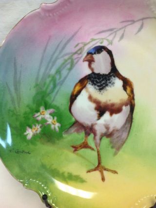 Vintage Limoges Bird Plate France Coronet (George Borgfeldt) Signed L.  Courdert 2