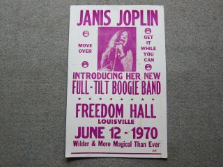Janis Joplin Full Tilt Boogie Concert Poster Freedom Hall Louisville 1970