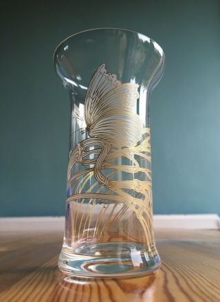 Signed Rosenthal Studio Line Art Glass Bud Vase Gold Butterfly Alain Le Foll