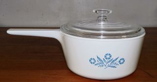 Vintage Corning Ware " Range Toppers " 2 1/2 Quart Cookware Dish W/lid Cornflower