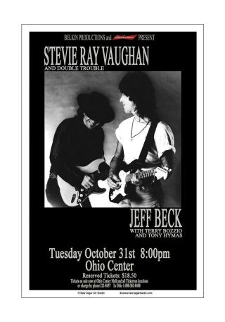 Stevie Ray Vaughan / Jeff Beck 1989 Columbus Concert Poster