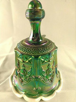Fenton Vintage Carnival Glass Bell Iridescent Painted Ruffled Bottom
