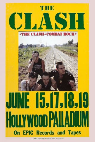 The Clash Combat Rock Los Angeles Concert Poster 1982 12x18