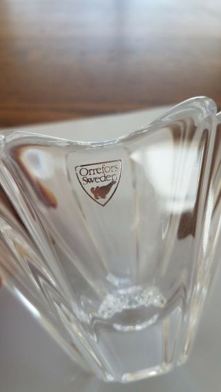 Orrefors Sweden Heavy Crystal Glass Bowl Vase Dish Signed With Label 6 "
