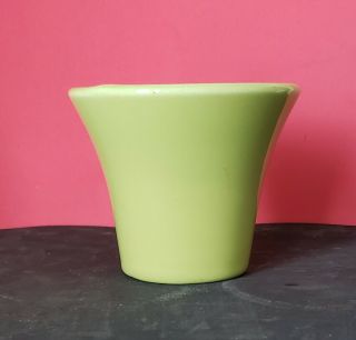 Bauer Pottery 3.  Small Green Flower Pot,  Planter.  Height 3.  25,  " Diameter 4.  "
