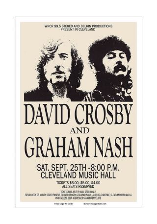 David Crosby / Graham Nash / Csny 1971 Cleveland Concert Poster
