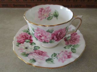 Vintage Crown Staffordshire Tea Cup & Saucer Trinity Rose Fine Bone China