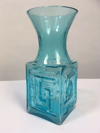 Vintage Dartington Frank Thrower Kingfisher Blue Greek Key Vase Ft58