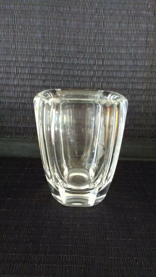 Vintage Orrefors Sweden Crystal Art Glass Vase w Etched Viking Ship Signed 4