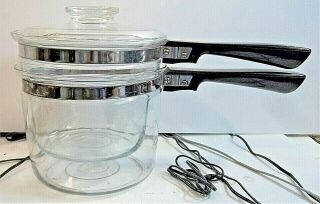 Vtg Pyrex 6283 Stove Top 1 - 1/2 Quart Double Boiler W/lid 1950s Made In Usa