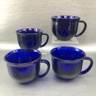 Arcopal Cobalt Blue Glass Jumbo Coffee Mug Cup Wide Rare
