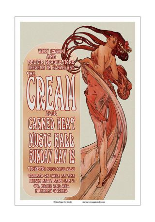 Cream / Canned Heat / Eric Clapton 1968 Cleveland Concert Poster