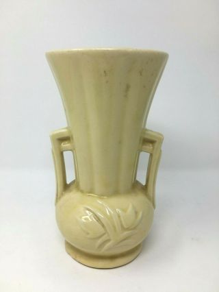 Vintage Mccoy Pottery Vase Yellow Leaf Pattern Usa 1940 