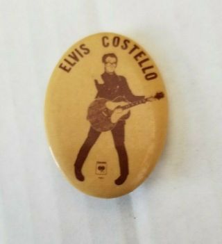 Elvis Costello Vintage 77 Promo Pin My Aim Is True Button Oval Columbia Wave