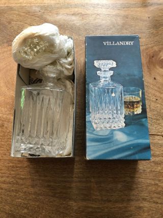 Vintage 1970s Villandry Lead Crystal 24 Pbo Cut Glass Decanter - Boxed