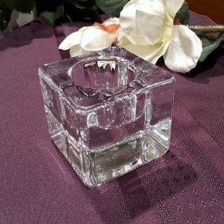 Orrefors Ice Cube Crystal Candle Holder Votive Tea Light