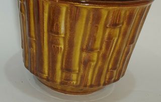 Mccoy Bamboo Design Flower Pot 377 Vintage Brown Large
