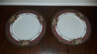 2 Noritake Royal Hunt Dinner Plates,  Tartan Plaid
