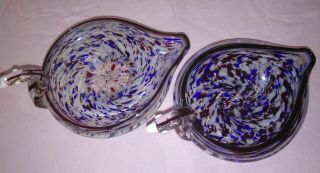 2 X Large Murano Type Glass Swan Bowls / Bonbon Dishes