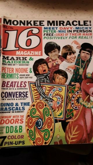 5 Vintage 1967 Magazines 16 ' s,  Tiger Beat,  Teen Screen: Beatles,  Raiders,  Monkeys, 4