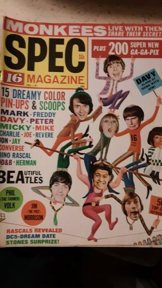 5 Vintage 1967 Magazines 16 ' s,  Tiger Beat,  Teen Screen: Beatles,  Raiders,  Monkeys, 5