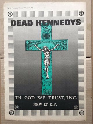 Dead Kennedys In God We Trust Poster Sized Punk Music Press Advert From