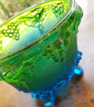 Vintage Depression Glass Sugar Bowl Candy Dish Blue/green